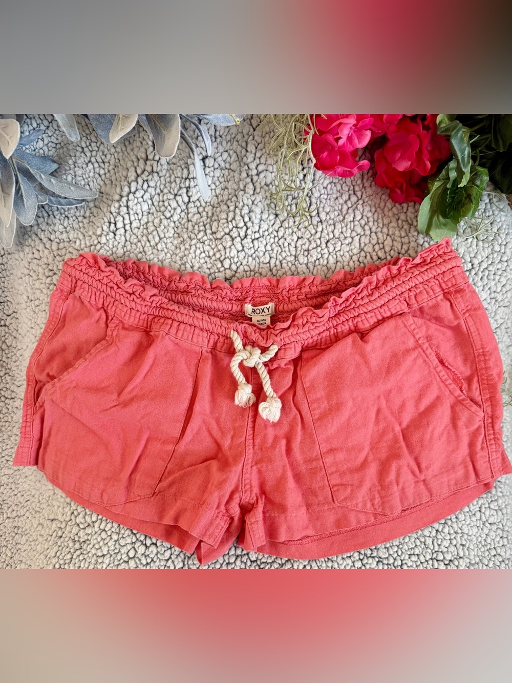 Roxy Women's Pink Drawstring Casual Shorts